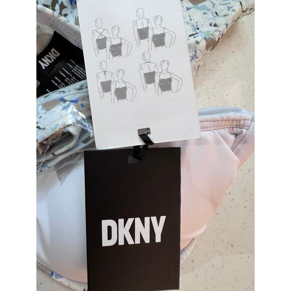 DKNY WOMENS SZ XS TANKINI TOP PRINTED BANDEAU BOW JUMBO MULTI SNAKE SPLASH MULTI - Picture 9 of 10